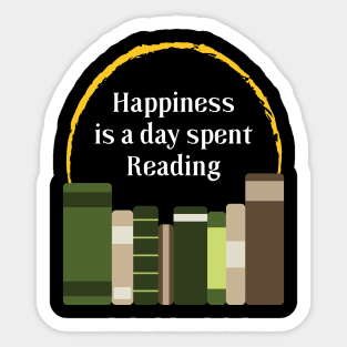 Happiness is a Day Spent Reading | Green | Black Sticker